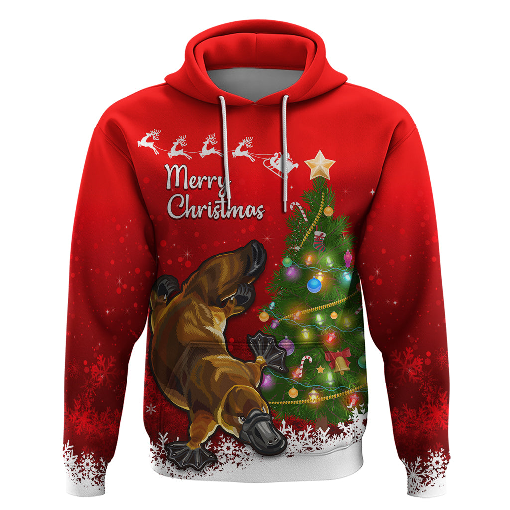 Personalised Australia Christmas Hoodie Aussie Platypus Xmas Vibes - Vibe Hoodie Shop