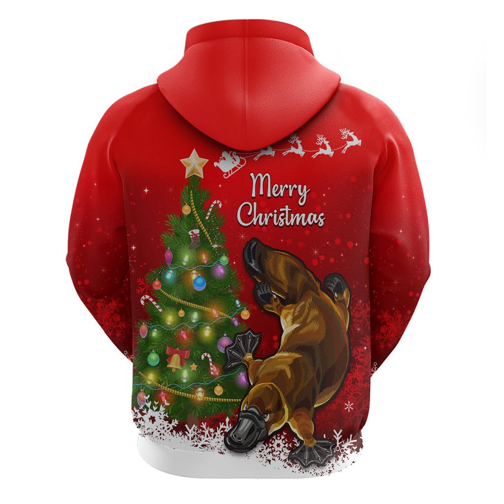 Personalised Australia Christmas Hoodie Aussie Platypus Xmas Vibes - Vibe Hoodie Shop