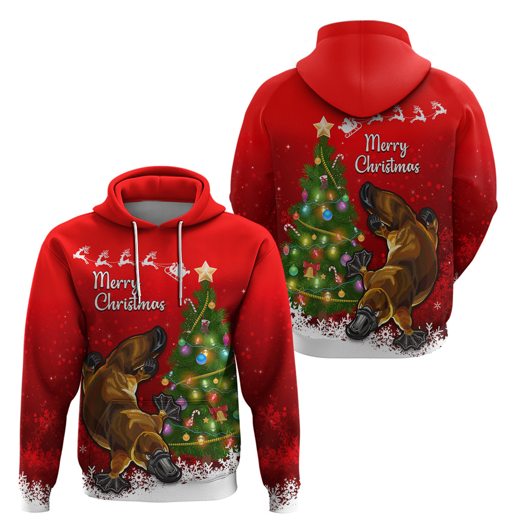 Personalised Australia Christmas Hoodie Aussie Platypus Xmas Vibes - Vibe Hoodie Shop