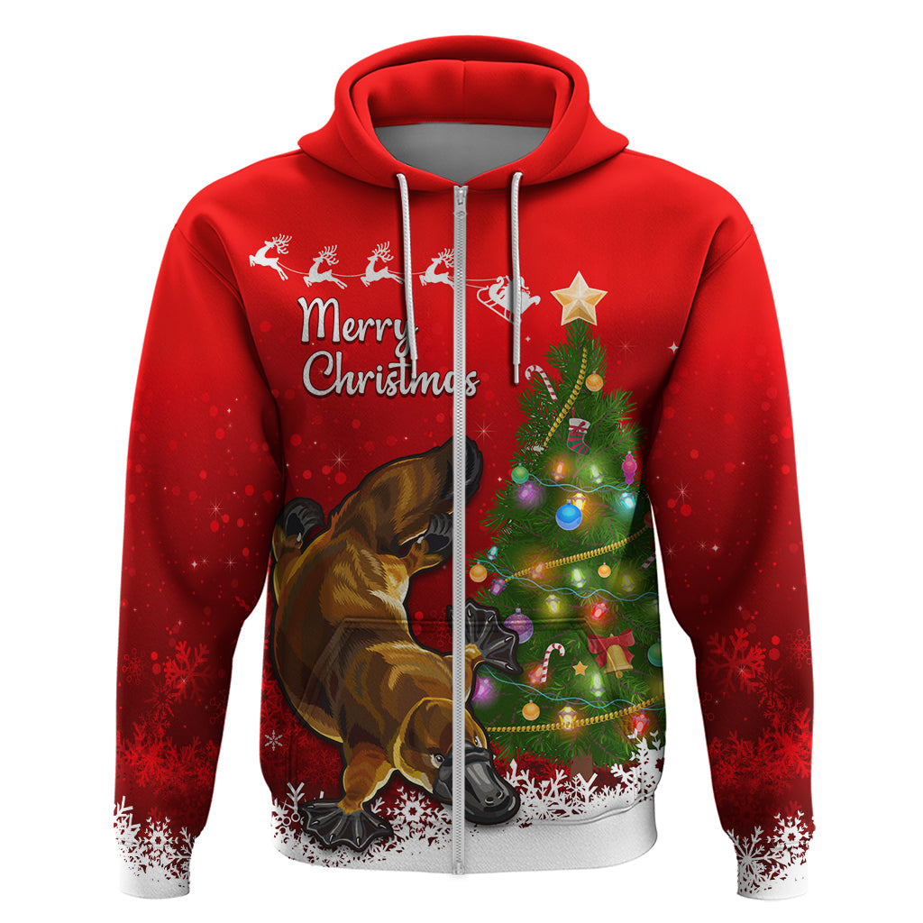 Personalised Australia Christmas Hoodie Aussie Platypus Xmas Vibes - Vibe Hoodie Shop