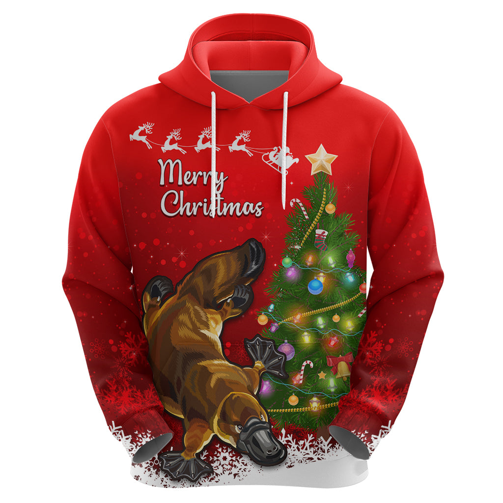 Personalised Australia Christmas Hoodie Aussie Platypus Xmas Vibes - Vibe Hoodie Shop