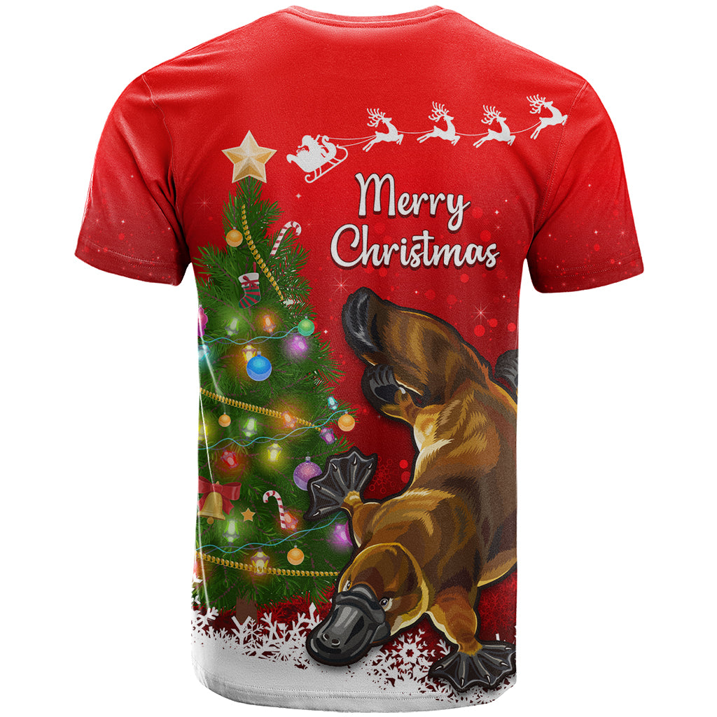 Personalised Australia Christmas T Shirt Aussie Platypus Xmas Vibes - Vibe Hoodie Shop