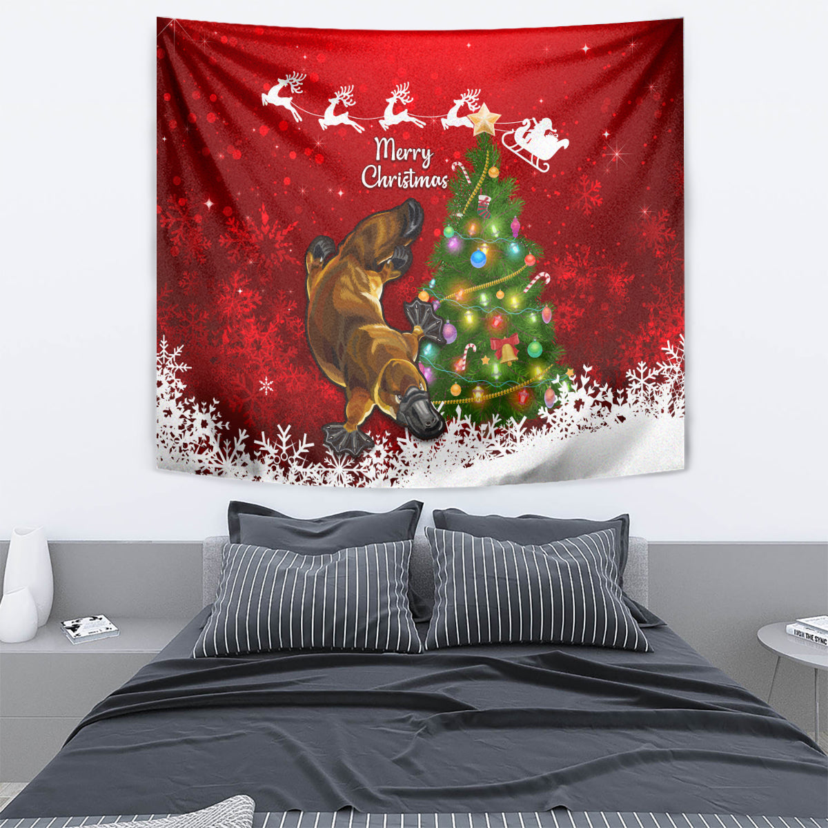 Australia Christmas Tapestry Aussie Platypus Xmas Vibes - Vibe Hoodie Shop