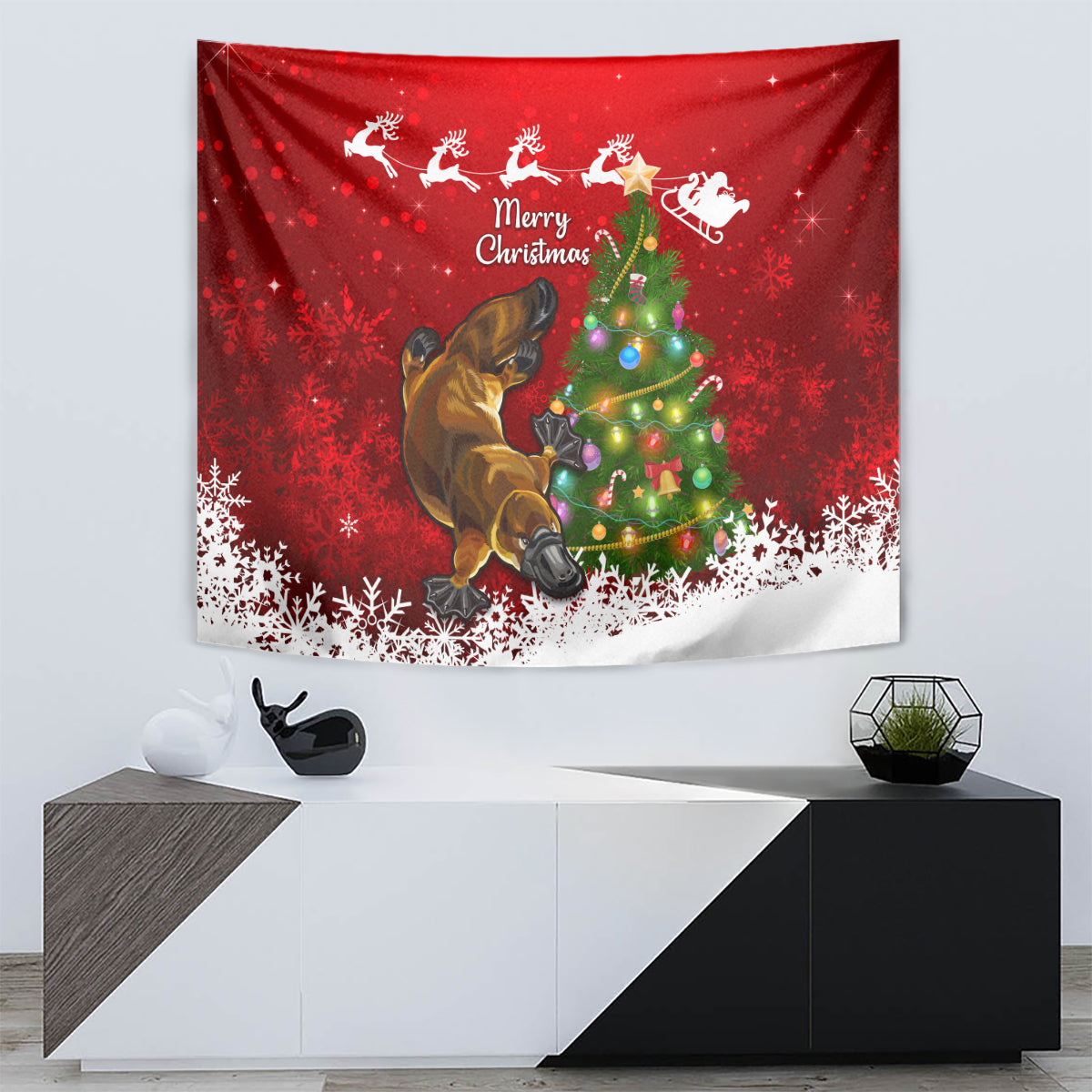 Australia Christmas Tapestry Aussie Platypus Xmas Vibes - Vibe Hoodie Shop