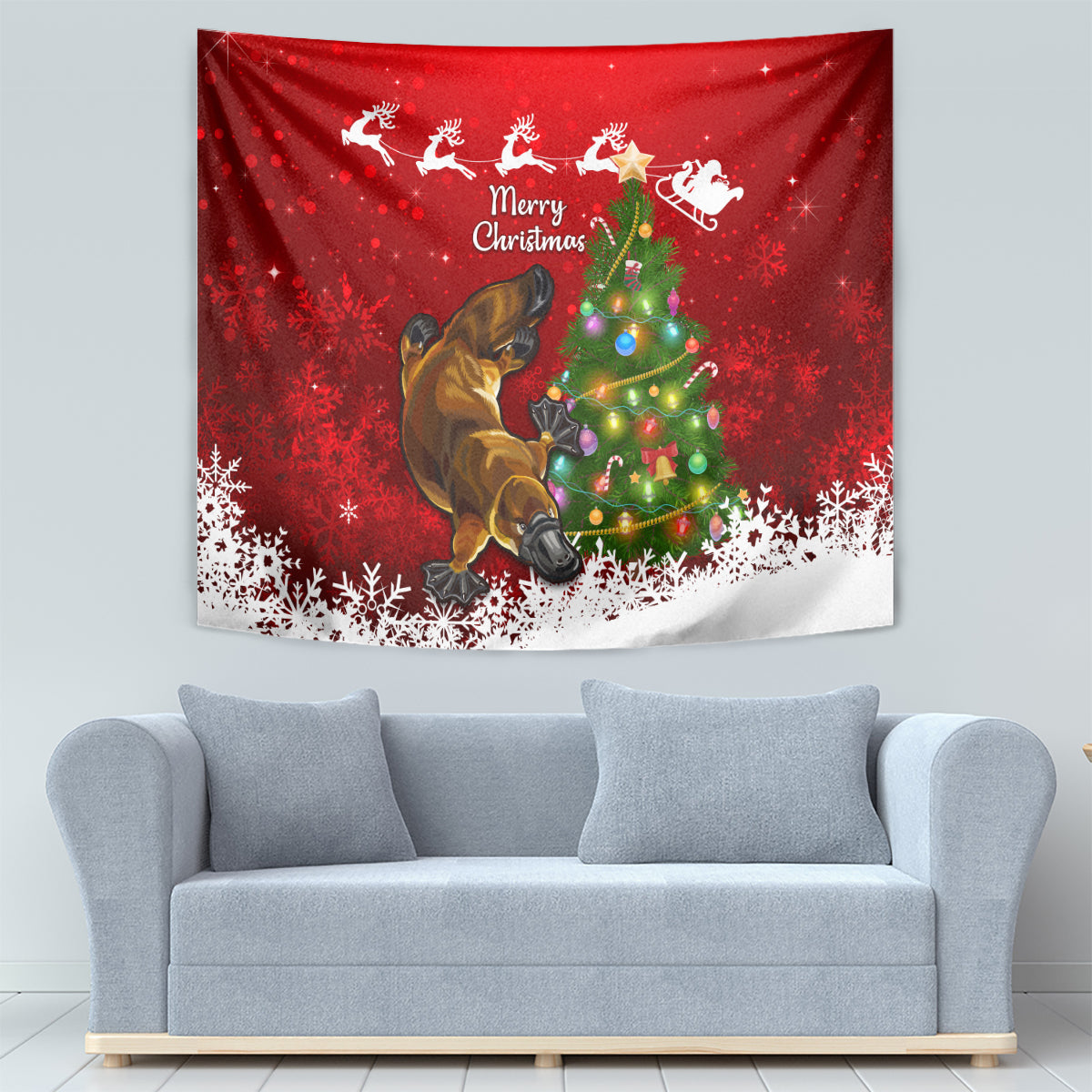 Australia Christmas Tapestry Aussie Platypus Xmas Vibes - Vibe Hoodie Shop