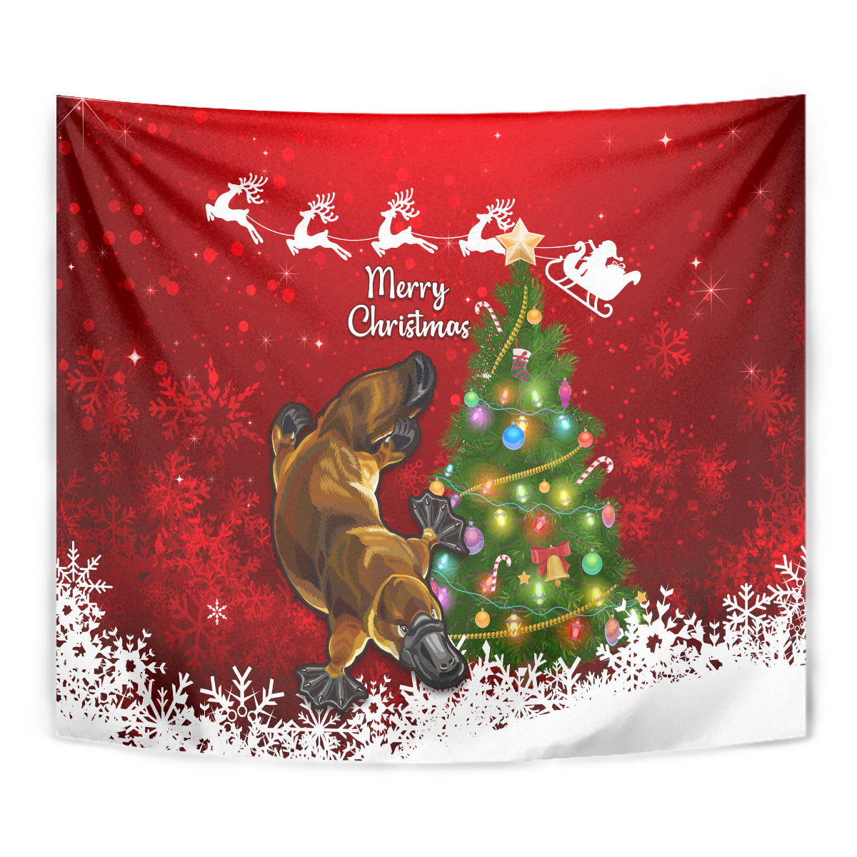 Australia Christmas Tapestry Aussie Platypus Xmas Vibes - Vibe Hoodie Shop