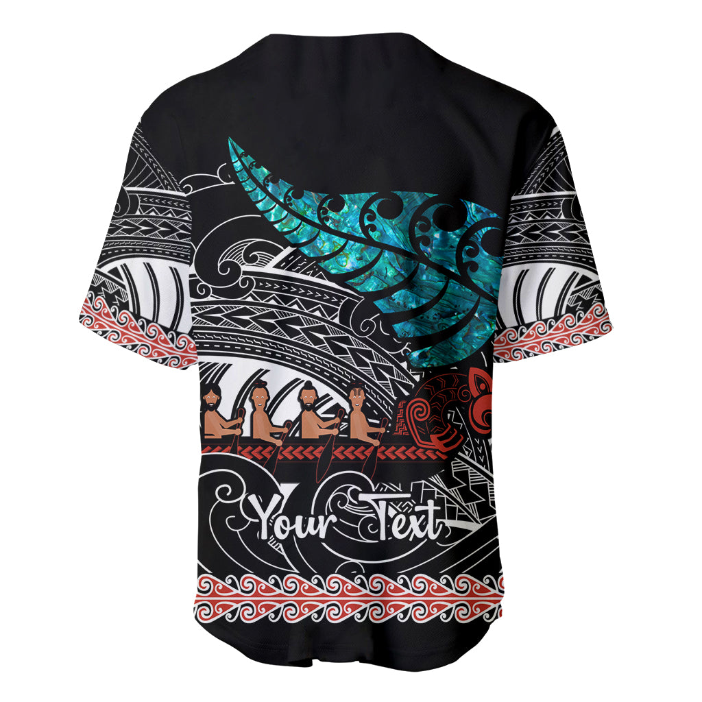 Personalised New Zealand Waka Baseball Jersey Aotearoa Maori Silver Fern Pattern - Vibe Hoodie Shop