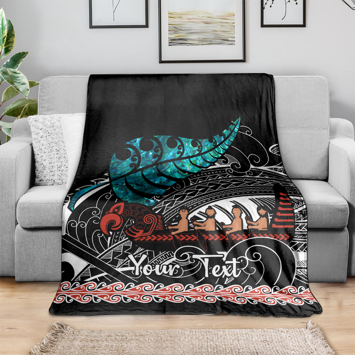 Personalised New Zealand Waka Blanket Aotearoa Maori Silver Fern Pattern - Vibe Hoodie Shop