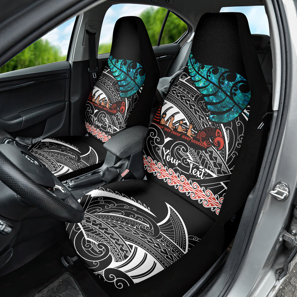 Personalised New Zealand Waka Car Seat Cover Aotearoa Maori Silver Fern Pattern - Vibe Hoodie Shop