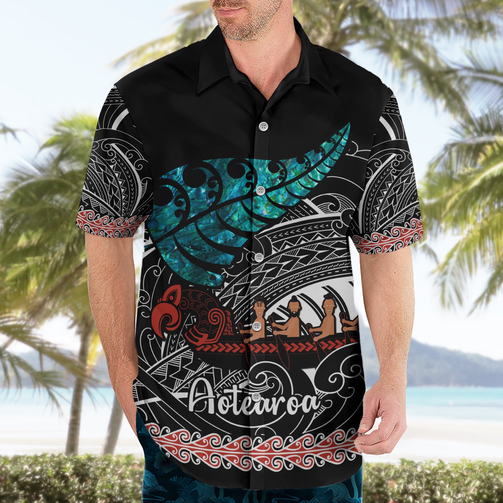 Personalised New Zealand Waka Hawaiian Shirt Aotearoa Maori Silver Fern Pattern - Vibe Hoodie Shop