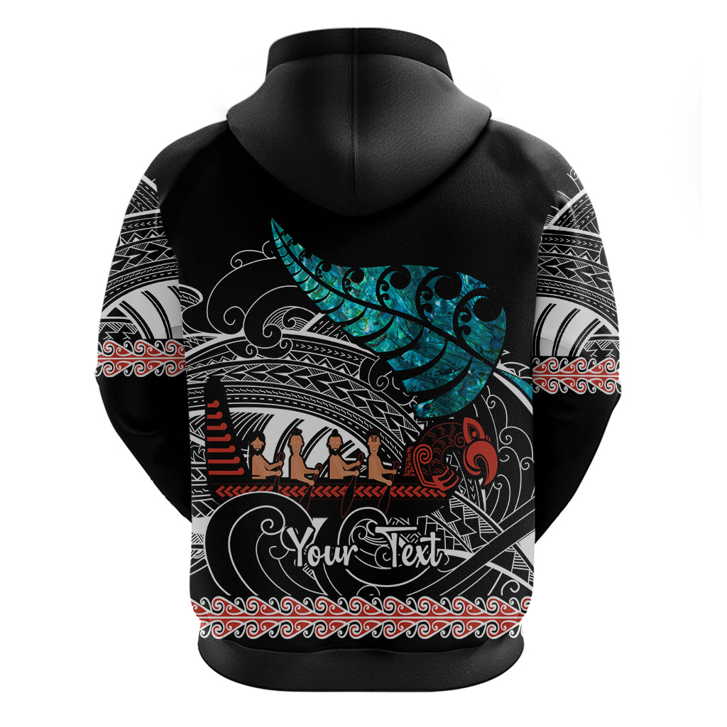 Personalised New Zealand Waka Hoodie Aotearoa Maori Silver Fern Pattern - Vibe Hoodie Shop