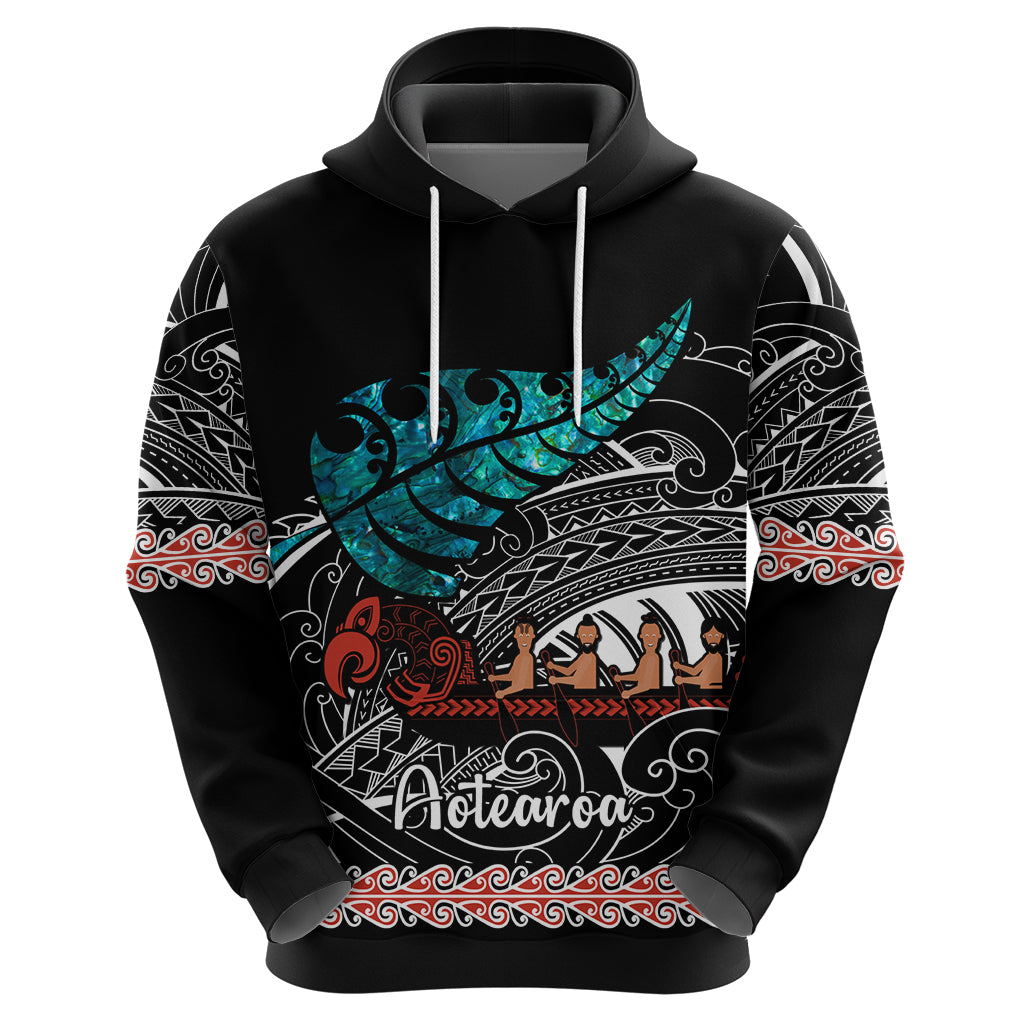 Personalised New Zealand Waka Hoodie Aotearoa Maori Silver Fern Pattern - Vibe Hoodie Shop