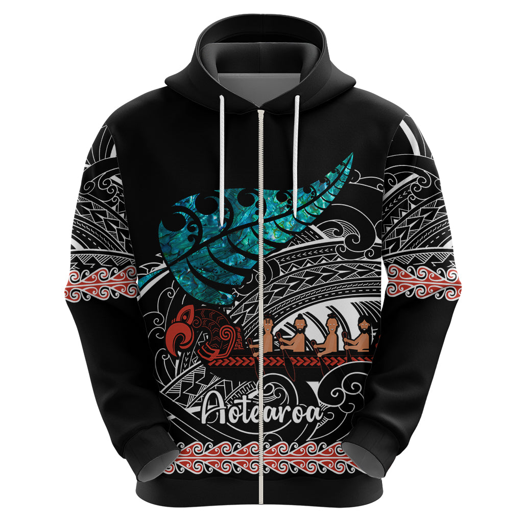 Personalised New Zealand Waka Hoodie Aotearoa Maori Silver Fern Pattern - Vibe Hoodie Shop