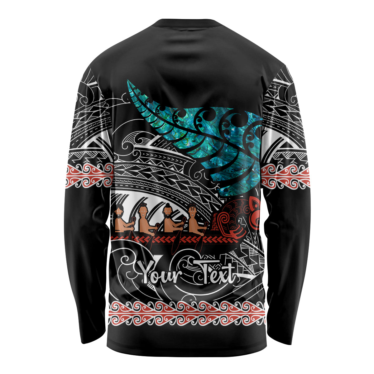 Personalised New Zealand Waka Long Sleeve Shirt Aotearoa Maori Silver Fern Pattern - Vibe Hoodie Shop