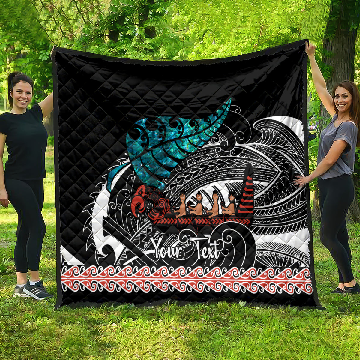 Personalised New Zealand Waka Quilt Aotearoa Maori Silver Fern Pattern - Vibe Hoodie Shop