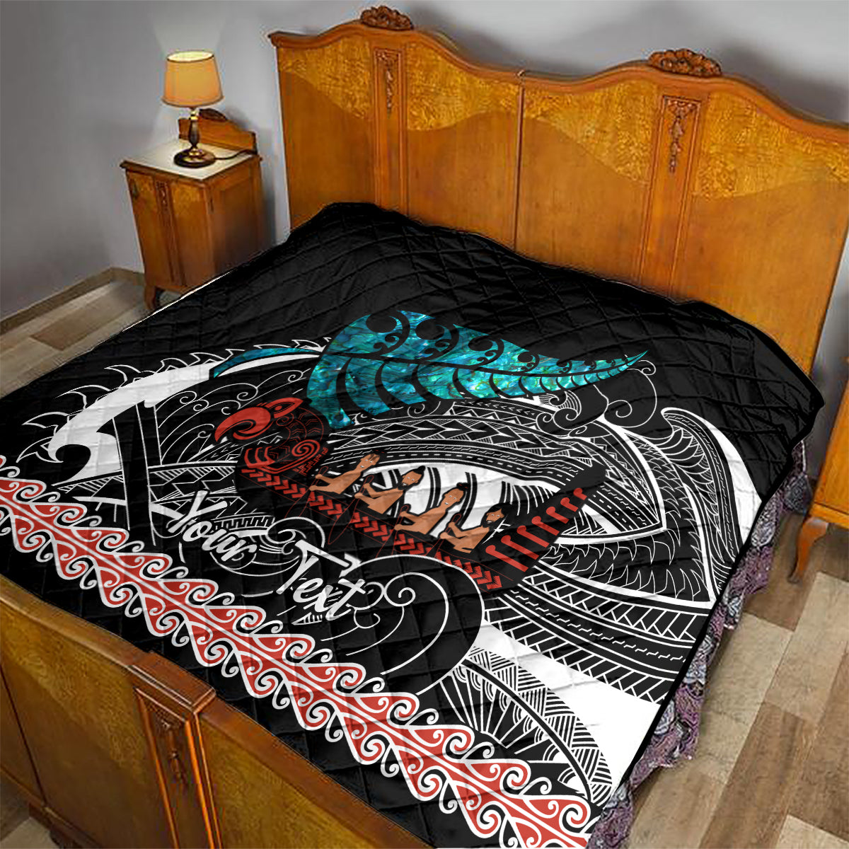 Personalised New Zealand Waka Quilt Aotearoa Maori Silver Fern Pattern - Vibe Hoodie Shop