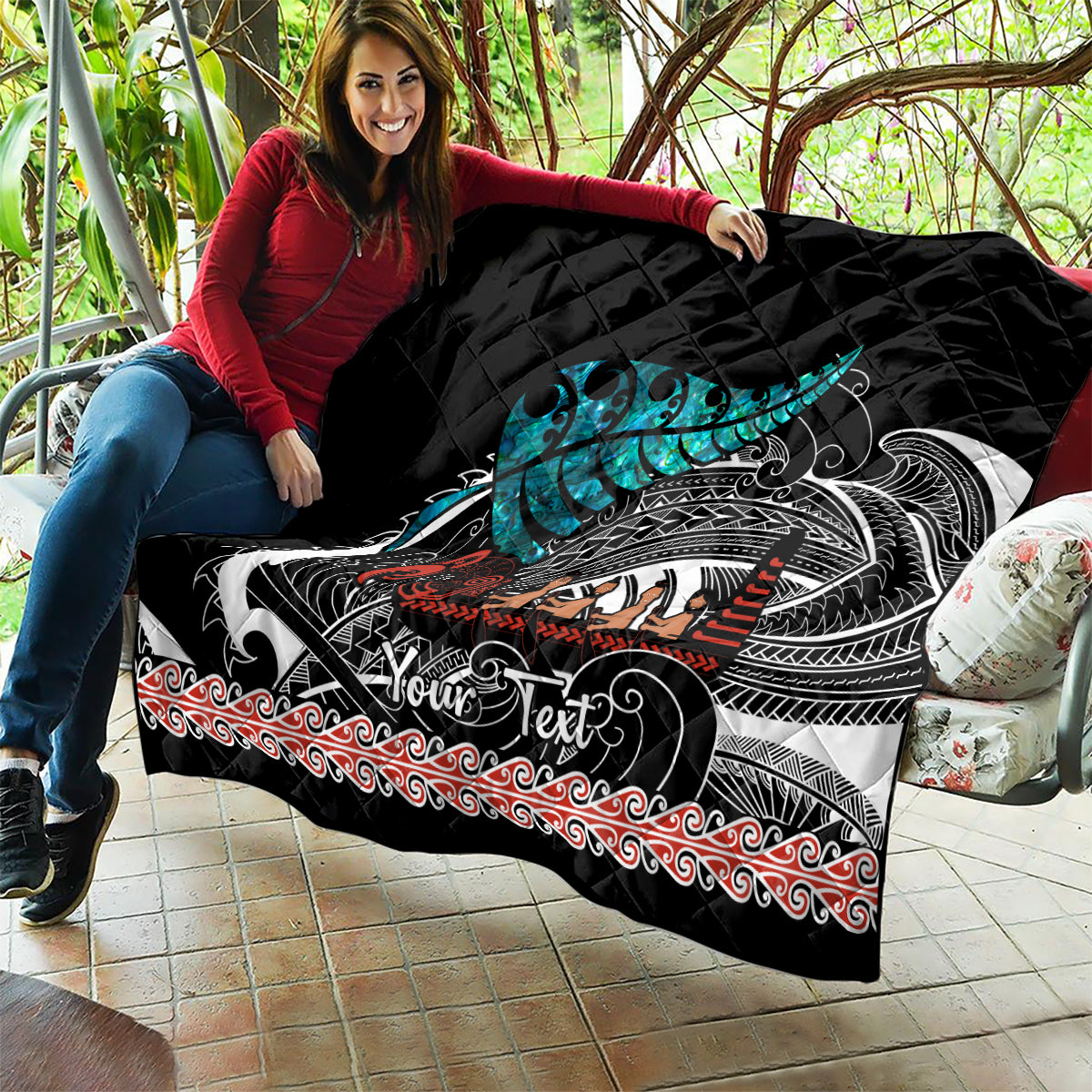 Personalised New Zealand Waka Quilt Aotearoa Maori Silver Fern Pattern - Vibe Hoodie Shop