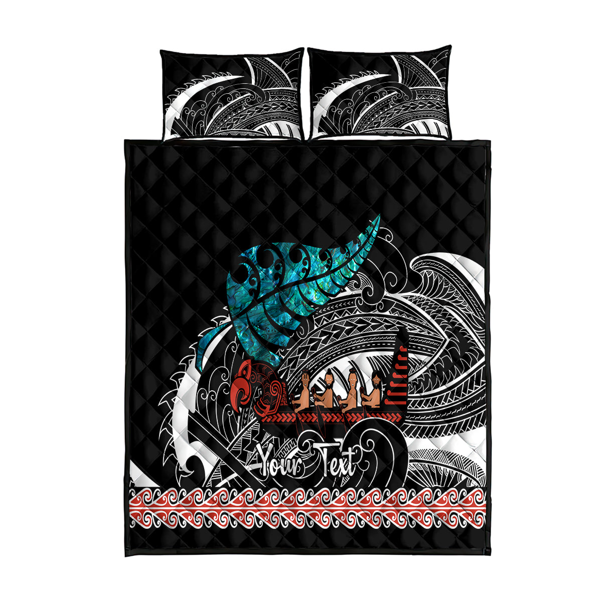 Personalised New Zealand Waka Quilt Bed Set Aotearoa Maori Silver Fern Pattern - Vibe Hoodie Shop