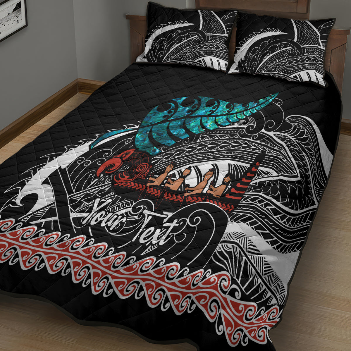 Personalised New Zealand Waka Quilt Bed Set Aotearoa Maori Silver Fern Pattern - Vibe Hoodie Shop