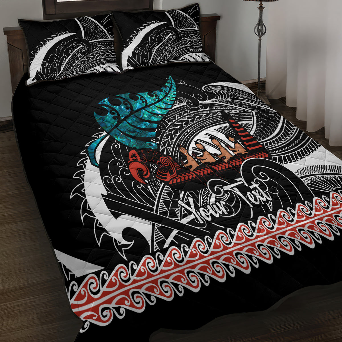 Personalised New Zealand Waka Quilt Bed Set Aotearoa Maori Silver Fern Pattern - Vibe Hoodie Shop