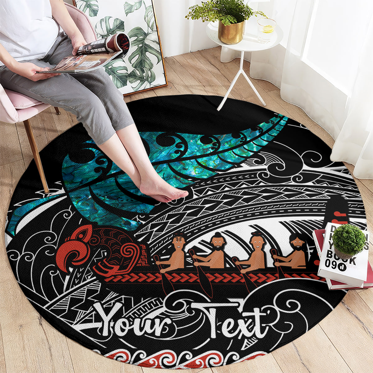 personalised-new-zealand-waka-round-carpet-aotearoa-maori-silver-fern-pattern