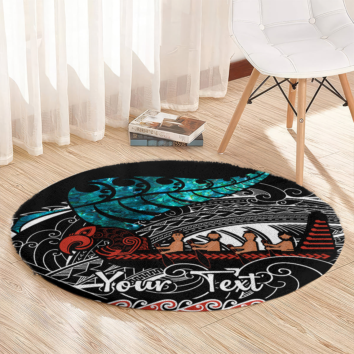 personalised-new-zealand-waka-round-carpet-aotearoa-maori-silver-fern-pattern