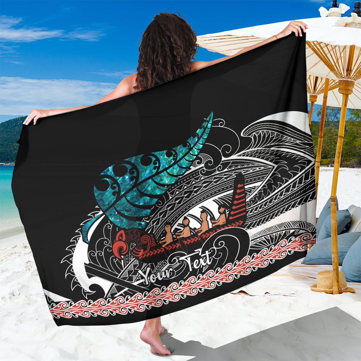 Personalised New Zealand Waka Sarong Aotearoa Maori Silver Fern Pattern - Vibe Hoodie Shop