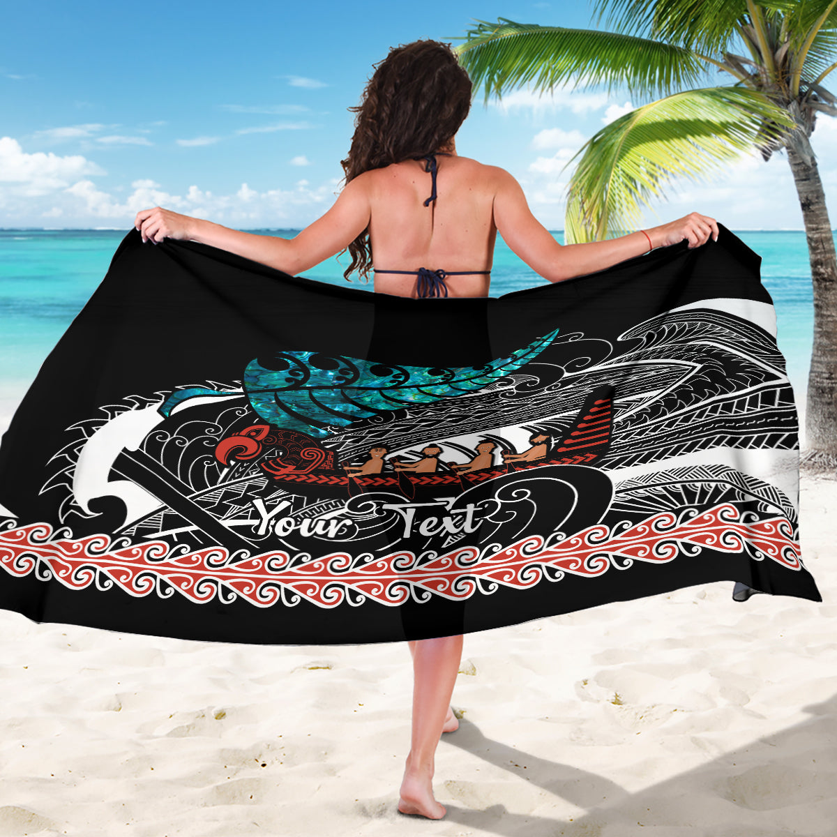 Personalised New Zealand Waka Sarong Aotearoa Maori Silver Fern Pattern - Vibe Hoodie Shop