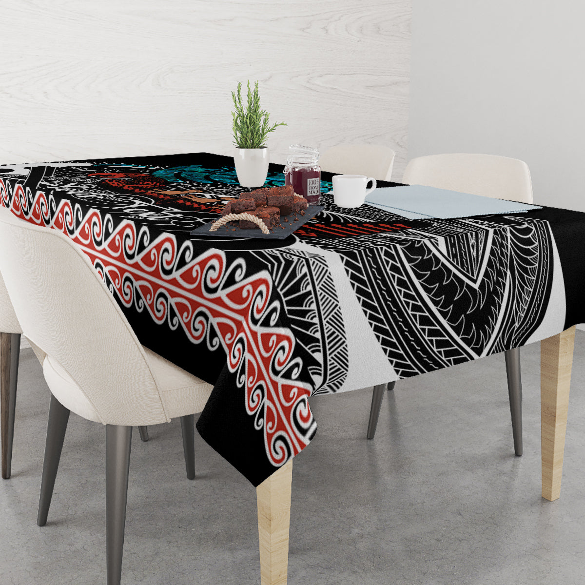 personalised-new-zealand-waka-tablecloth-aotearoa-maori-silver-fern-pattern