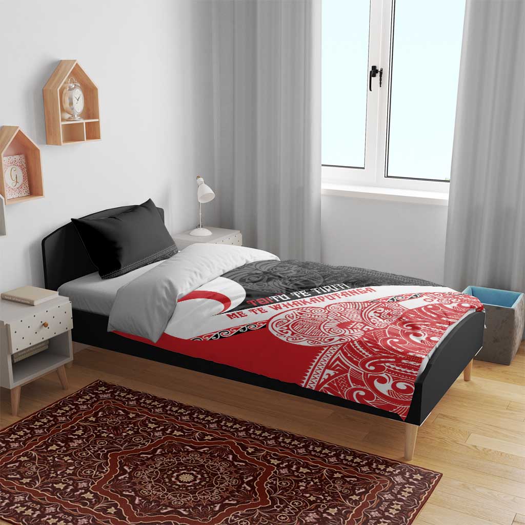 Toitu Te Tiriti Me Te Whakaputanga Bedding Set Maori Wahaika With Haka Face - Vibe Hoodie Shop