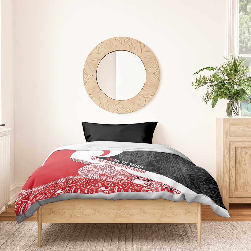 Toitu Te Tiriti Me Te Whakaputanga Bedding Set Maori Wahaika With Haka Face - Vibe Hoodie Shop