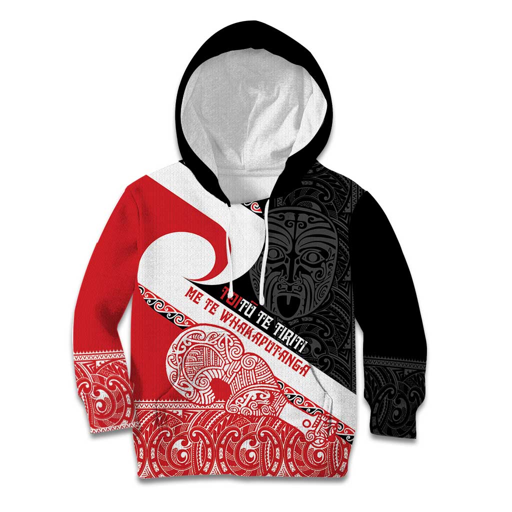 Toitu Te Tiriti Me Te Whakaputanga Kid Hoodie Maori Wahaika With Haka Face - Vibe Hoodie Shop