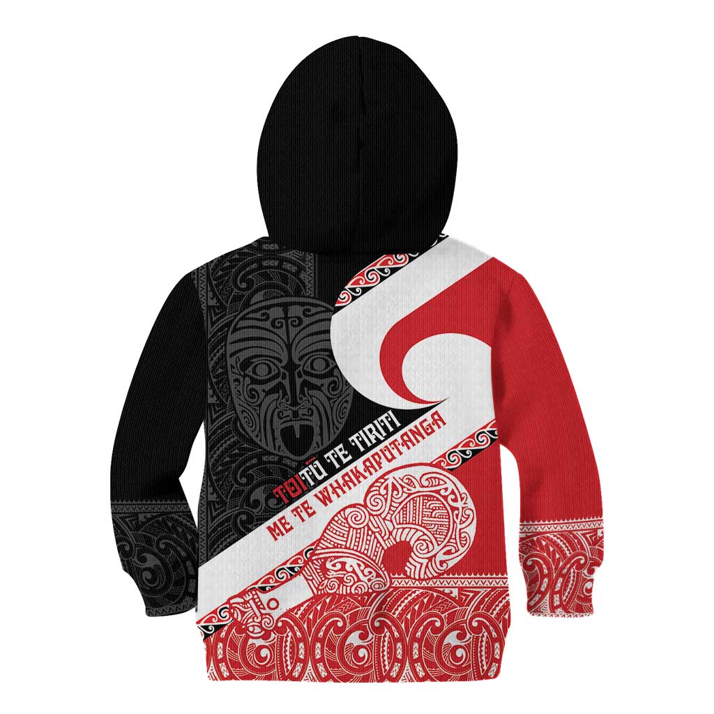 Toitu Te Tiriti Me Te Whakaputanga Kid Hoodie Maori Wahaika With Haka Face - Vibe Hoodie Shop