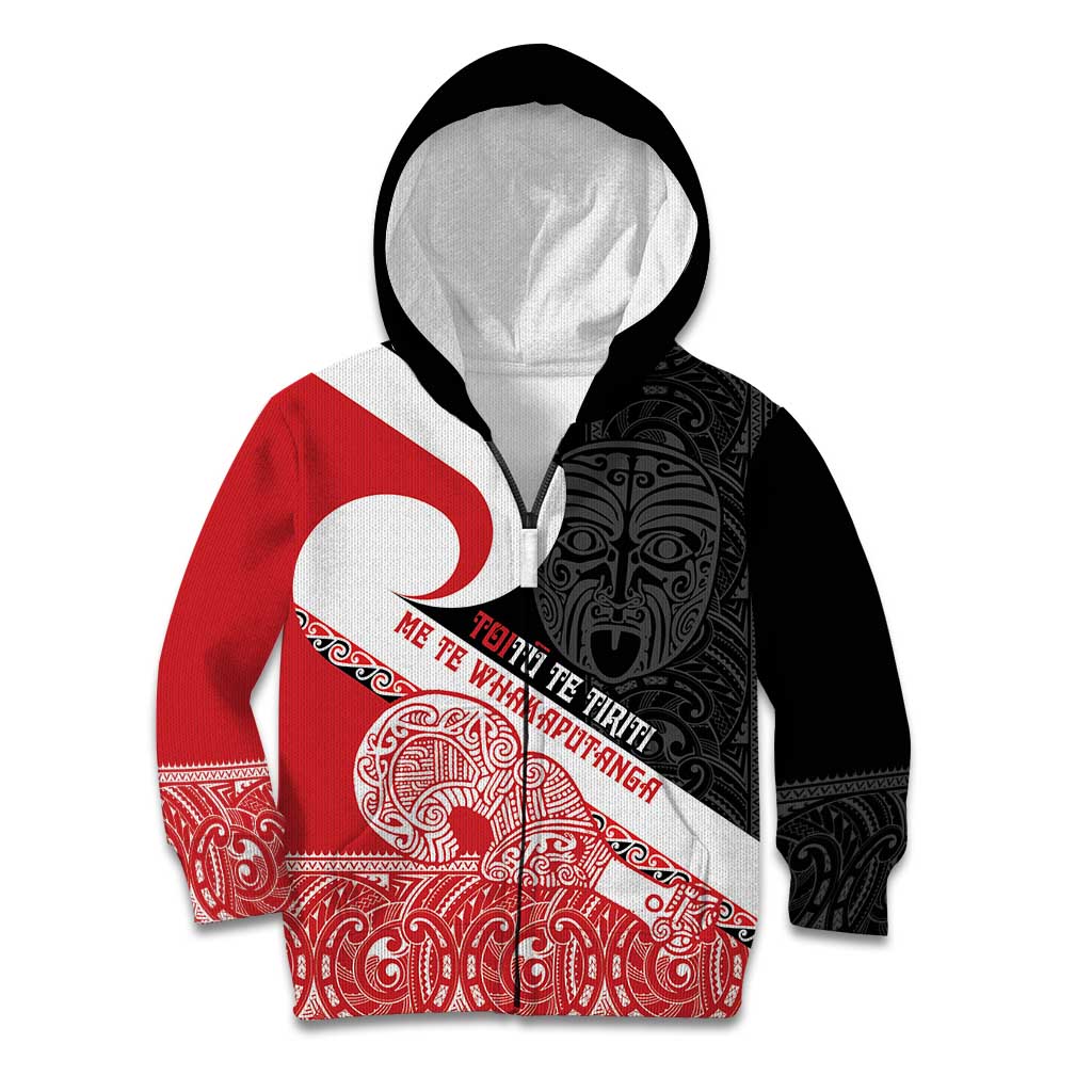 Toitu Te Tiriti Me Te Whakaputanga Kid Hoodie Maori Wahaika With Haka Face - Vibe Hoodie Shop