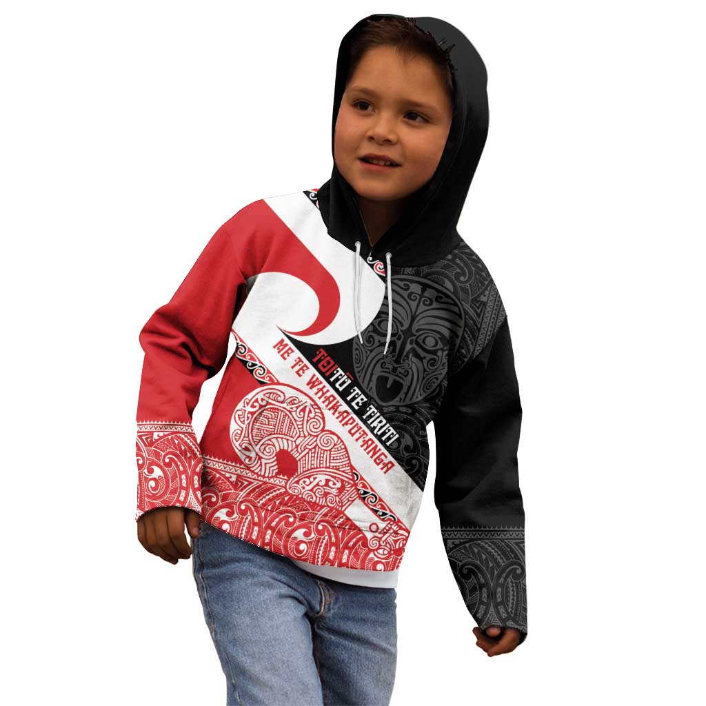 Toitu Te Tiriti Me Te Whakaputanga Kid Hoodie Maori Wahaika With Haka Face - Vibe Hoodie Shop