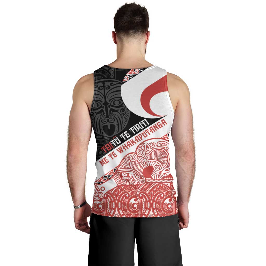 Toitu Te Tiriti Me Te Whakaputanga Men Tank Top Maori Wahaika With Haka Face - Vibe Hoodie Shop