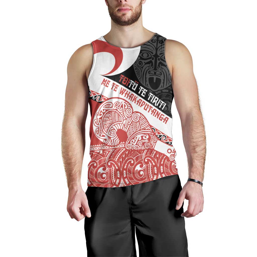 Toitu Te Tiriti Me Te Whakaputanga Men Tank Top Maori Wahaika With Haka Face - Vibe Hoodie Shop