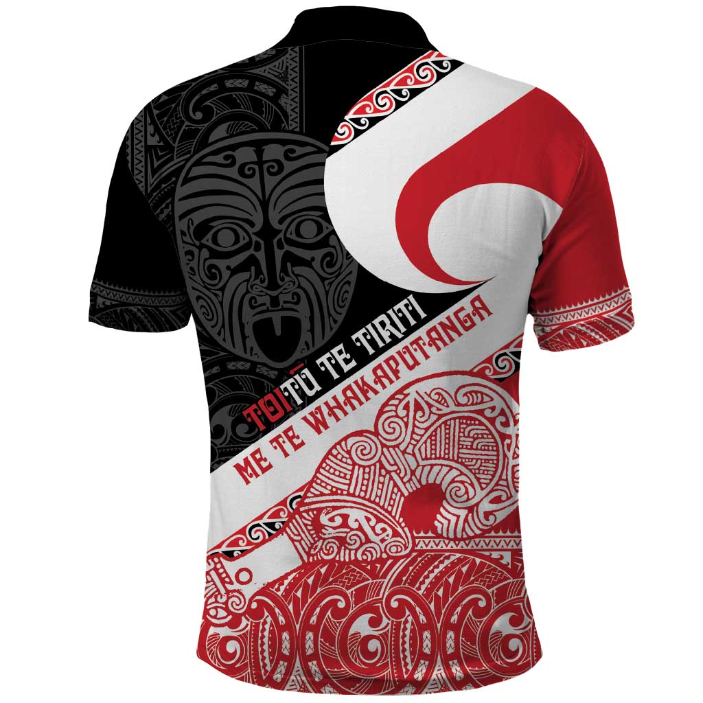 Toitu Te Tiriti Me Te Whakaputanga Polo Shirt Maori Wahaika With Haka Face - Vibe Hoodie Shop