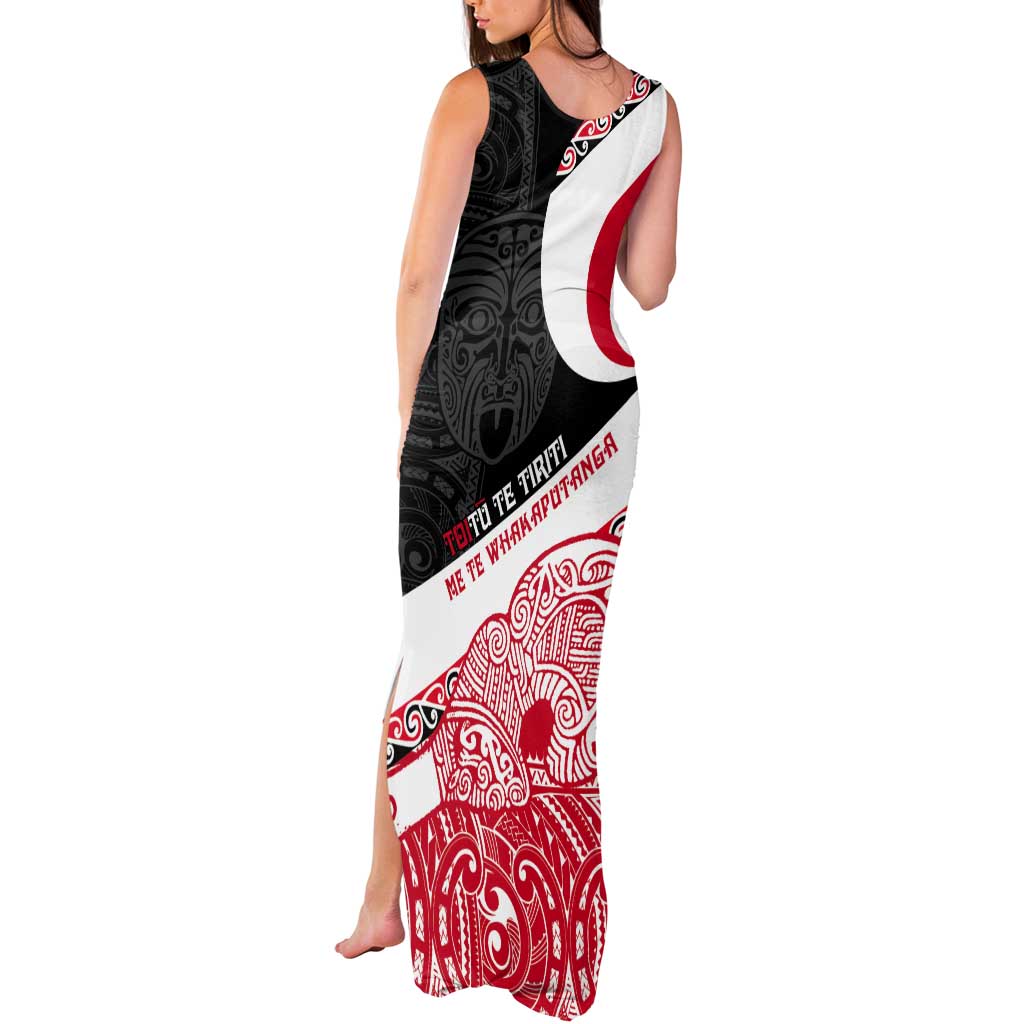Toitu Te Tiriti Me Te Whakaputanga Tank Maxi Dress Maori Wahaika With Haka Face