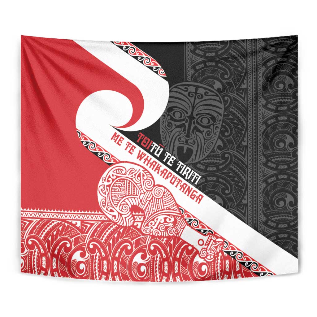 Toitu Te Tiriti Me Te Whakaputanga Tapestry Maori Wahaika With Haka Face - Vibe Hoodie Shop