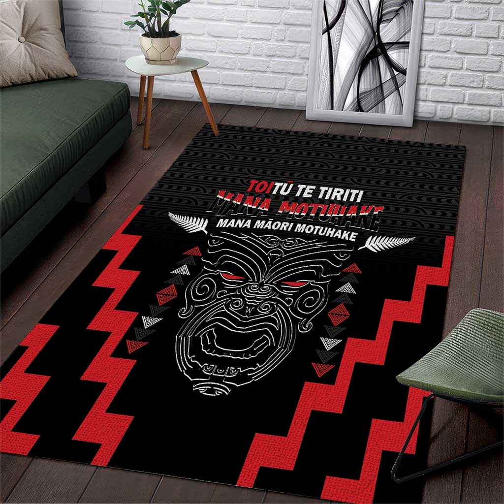 Toitu Te Tiriti Mana Maori Motuhake Area Rug Aotearoa Haka Face Mix Poutama Art - Vibe Hoodie Shop