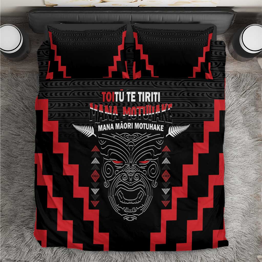 Toitu Te Tiriti Mana Maori Motuhake Bedding Set Aotearoa Haka Face Mix Poutama Art - Vibe Hoodie Shop