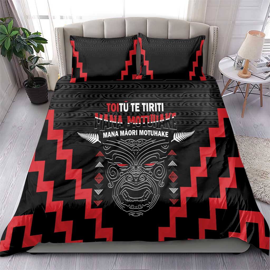 Toitu Te Tiriti Mana Maori Motuhake Bedding Set Aotearoa Haka Face Mix Poutama Art - Vibe Hoodie Shop