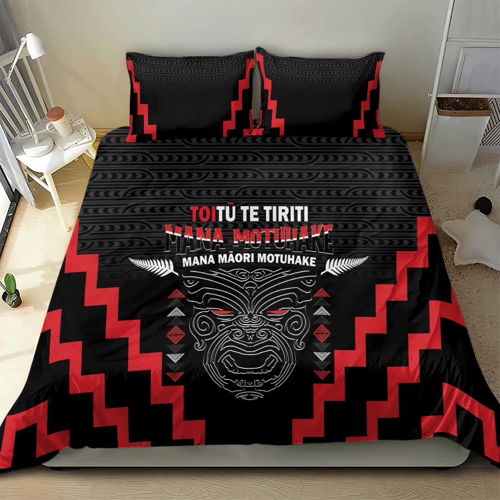 Toitu Te Tiriti Mana Maori Motuhake Bedding Set Aotearoa Haka Face Mix Poutama Art - Vibe Hoodie Shop