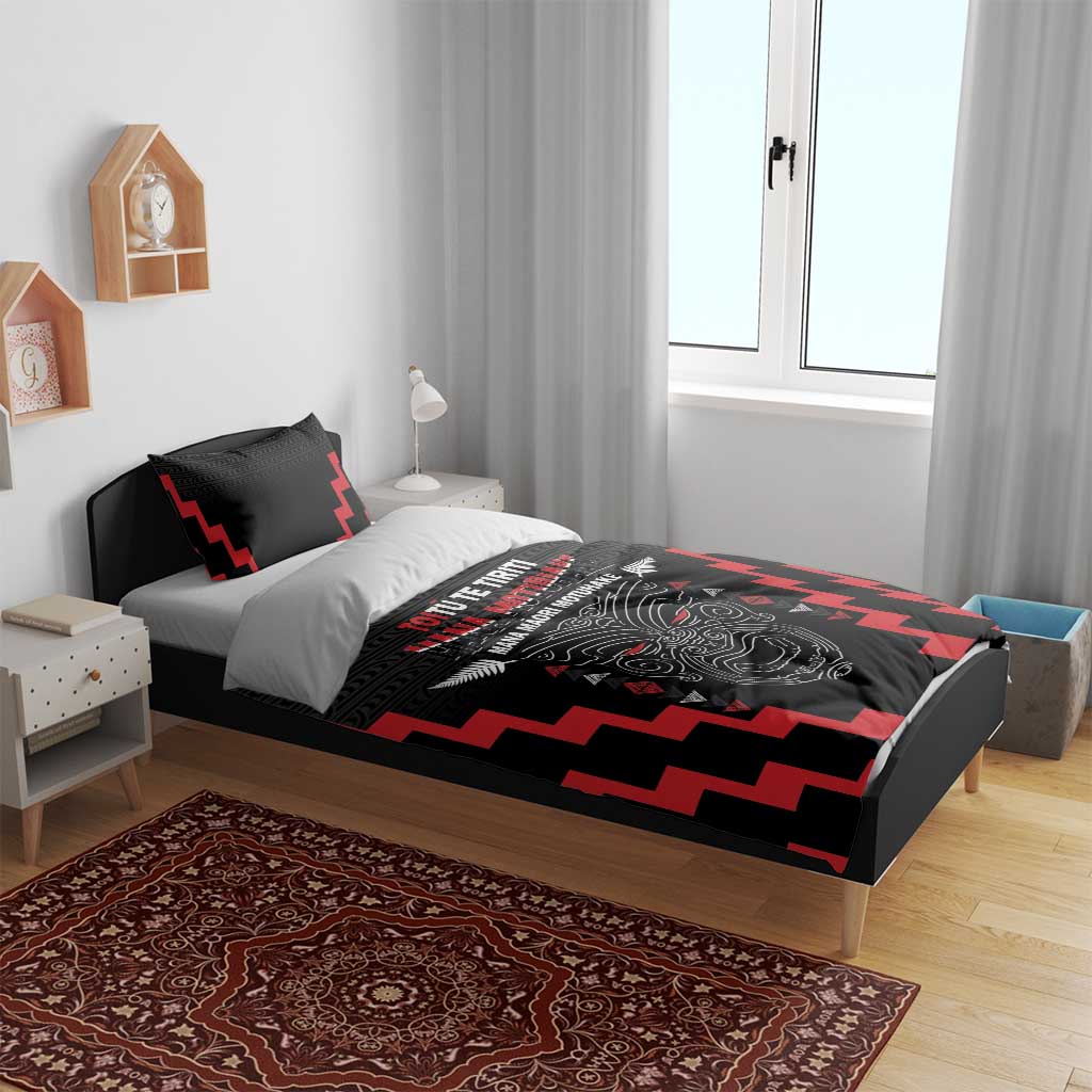 Toitu Te Tiriti Mana Maori Motuhake Bedding Set Aotearoa Haka Face Mix Poutama Art - Vibe Hoodie Shop