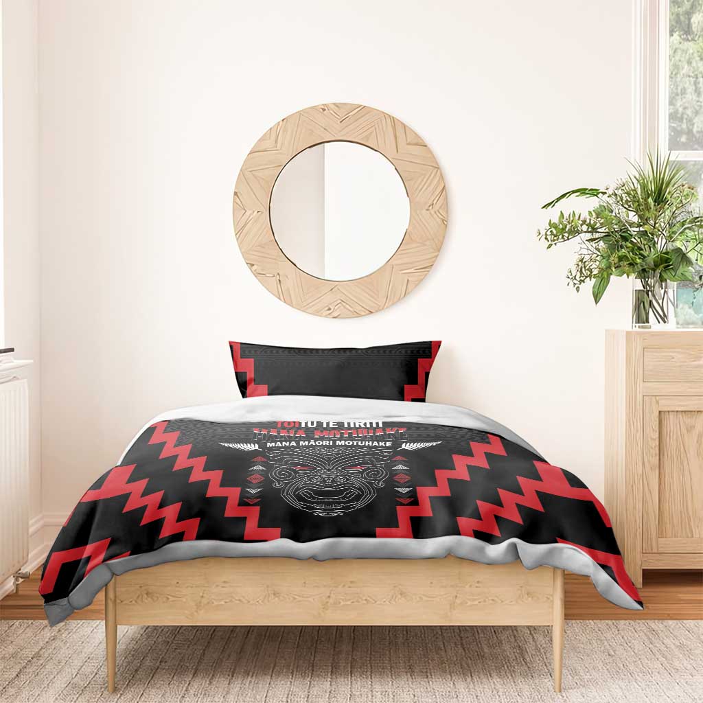 Toitu Te Tiriti Mana Maori Motuhake Bedding Set Aotearoa Haka Face Mix Poutama Art - Vibe Hoodie Shop