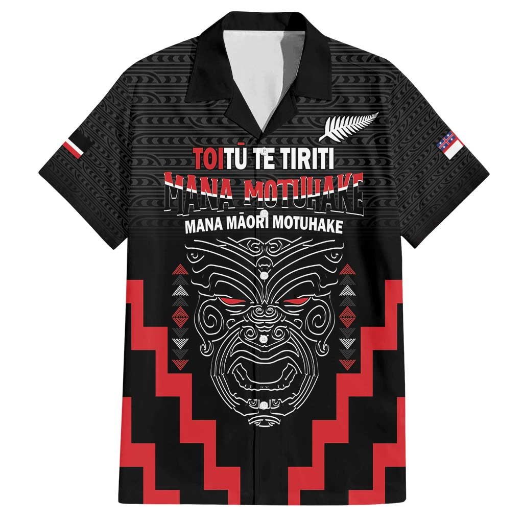 Personalised Toitu Te Tiriti Mana Maori Motuhake Family Matching Long Sleeve Bodycon Dress and Hawaiian Shirt Aotearoa Haka Face Mix Poutama Art