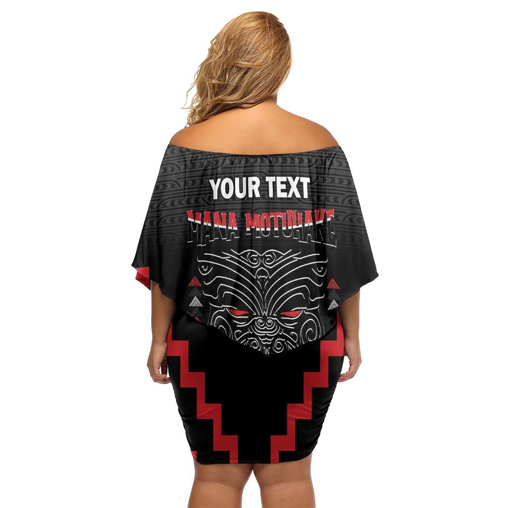 Personalised Toitu Te Tiriti Mana Maori Motuhake Family Matching Off Shoulder Short Dress and Hawaiian Shirt Aotearoa Haka Face Mix Poutama Art