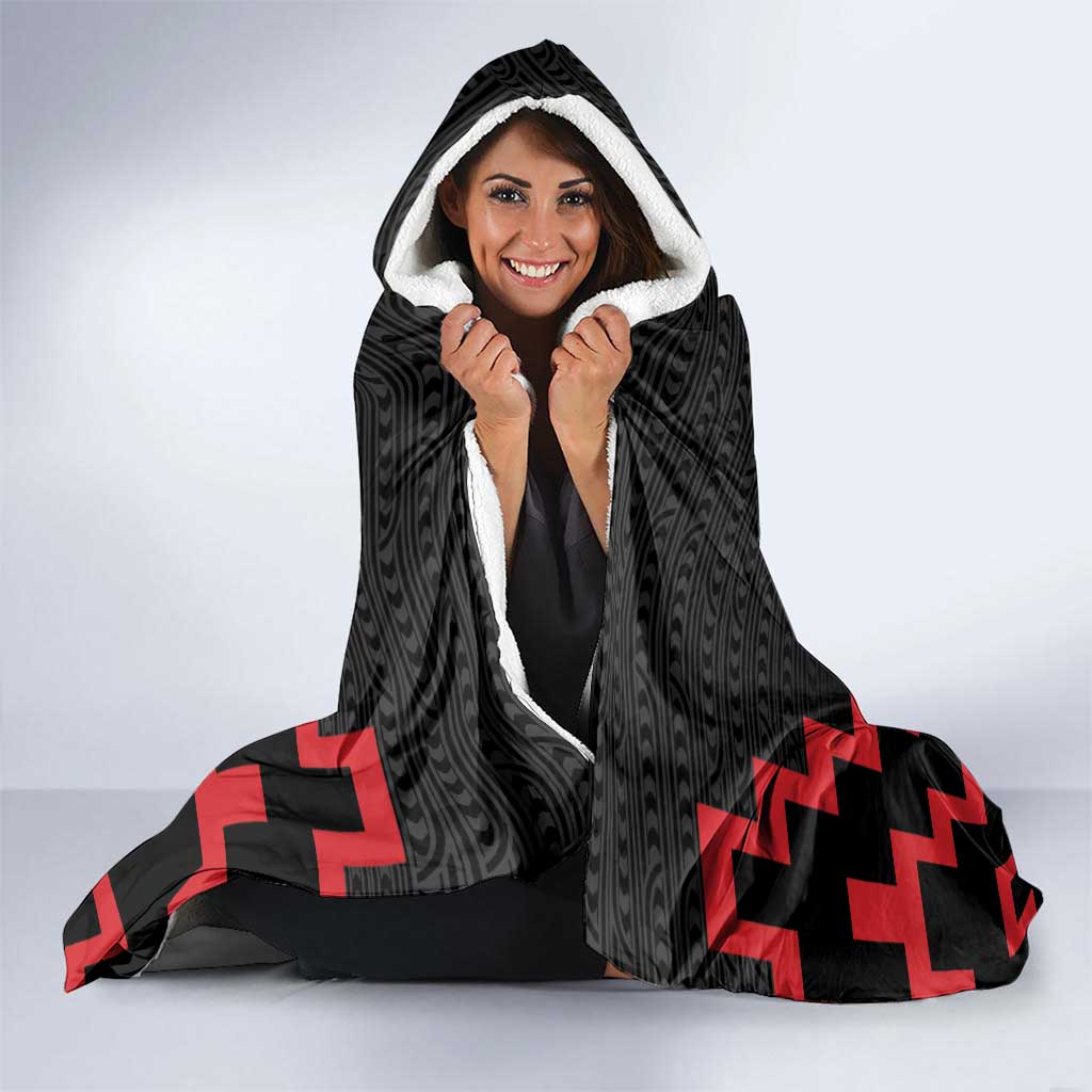 Toitu Te Tiriti Mana Maori Motuhake Hooded Blanket Aotearoa Haka Face Mix Poutama Art
