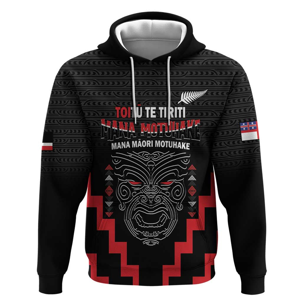 Personalised Toitu Te Tiriti Mana Maori Motuhake Hoodie Aotearoa Haka Face Mix Poutama Art - Vibe Hoodie Shop